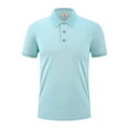 thumbnail image 1 of Lmnyox Men's Short Sleeve Golf Shirt Solid Color Classic Basic Collared Button Shirts Summer Casual Tees Tops, 1 of 7