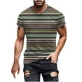 thumbnail image 1 of Lmnyox Men's Short Sleeve T Shirt Casual Striped Print Crew Neck Tee Big and Tall Summer Beach Shirts Tops, 1 of 5