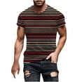 thumbnail image 1 of Lmnyox Men's Short Sleeve T Shirt Casual Striped Print Crew Neck Tee Big and Tall Summer Beach Shirts Tops, 1 of 5