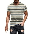 thumbnail image 1 of Lmnyox Men's Short Sleeve T Shirt Casual Striped Print Crew Neck Tee Big and Tall Summer Beach Shirts Tops, 1 of 5