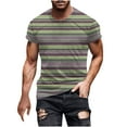thumbnail image 1 of Lmnyox Men's Short Sleeve T Shirt Casual Striped Print Crew Neck Tee Big and Tall Summer Beach Shirts Tops, 1 of 5