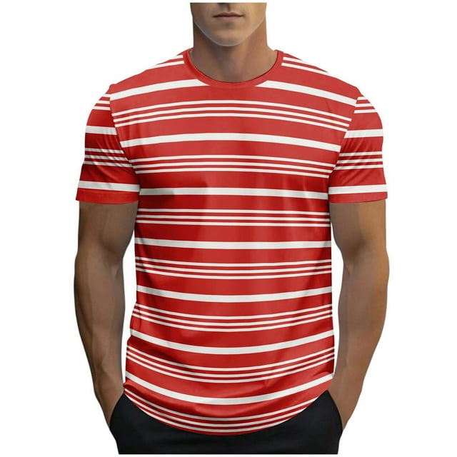 Lmnyox Men's Short Sleeve T Shirt Classic Striped Crew Neck Casual Shirts Summer Workout Athletic Tees Tops
