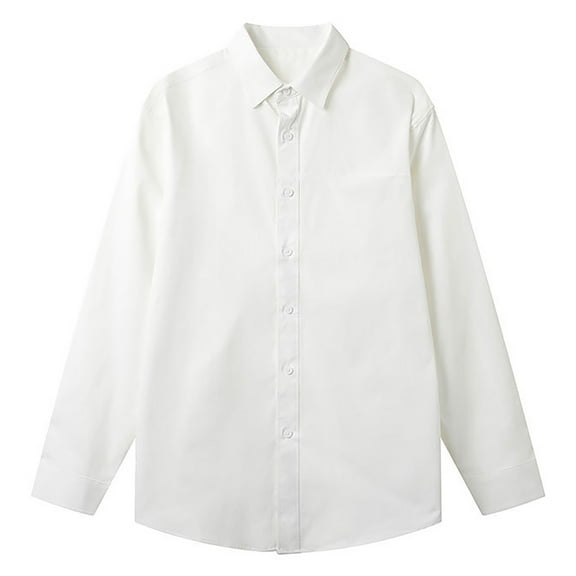 Lmnyox Men's Solid Color Dressy Shirt Long Sleeve Business Work Shirts Button Down Collared Formal Shirt for Men