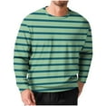 thumbnail image 1 of Lmnyox Men's Striped T-Shirts Casual Crew Neck Long Sleeve Pullover Tee Fall Comfy Office Work Basic Shirts, 1 of 5
