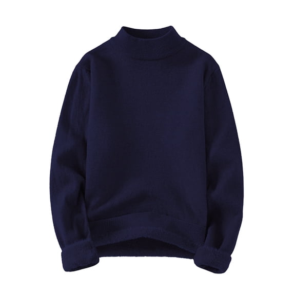 Lmnyox Men's Sweaters Fall Winter Fleece Lined Thermal Sweater Tops Solid Long Sleeve Mock Neck Knitted Shirt