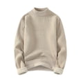 thumbnail image 1 of Lmnyox Men's Sweaters Fall Winter Fleece Lined Thermal Sweater Tops Solid Long Sleeve Mock Neck Knitted Shirt, 1 of 3