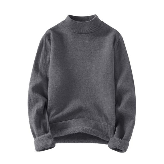 Lmnyox Men's Sweaters Fall Winter Fleece Lined Thermal Sweater Tops Solid Long Sleeve Mock Neck Knitted Shirt