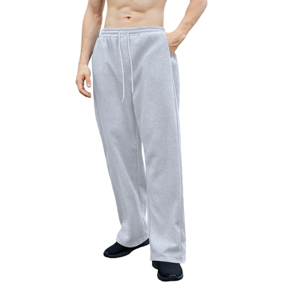 Lmnyox Men's Sweatpants Solid Loose Wide Leg Open Bottom Sport Trousers Drawstring Waist Joggers with Pocket
