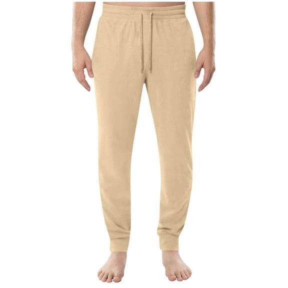 Lmnyox Men's Sweatpants Tapered Drawstring Waist Thermal Joggers with Pocket Solid Loose Lounge Pants