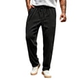 thumbnail image 1 of Lmnyox Men's Sweatpants Wide Leg Solid Color Elastic Waist Drawstring Sports Pants Loose Textured Joggers with Pockets, 1 of 9