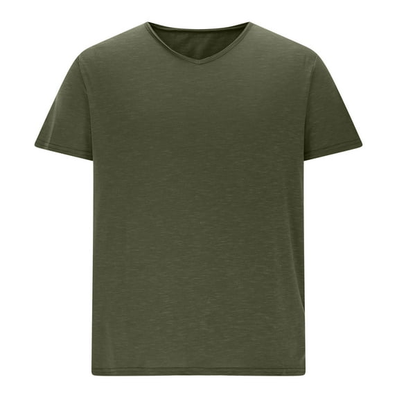 Lmnyox Men's T Shirt Short Sleeve Classic Summer Casual Tee Shirt Cotton Solid Color V Neck Basic Tops