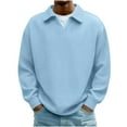 thumbnail image 1 of Lmnyox Men's V Neck Sweaters Comfy Casual Plain Long Sleeve Lapel Pullover Fall Winter Loose Knit Tops, 1 of 8