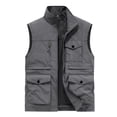 thumbnail image 1 of Lmnyox Men's Vests Full Zipper Solid Color Stand Collar Sleeveless Cargo Jackets Fall Outdoor Coats with Pockets, 1 of 2