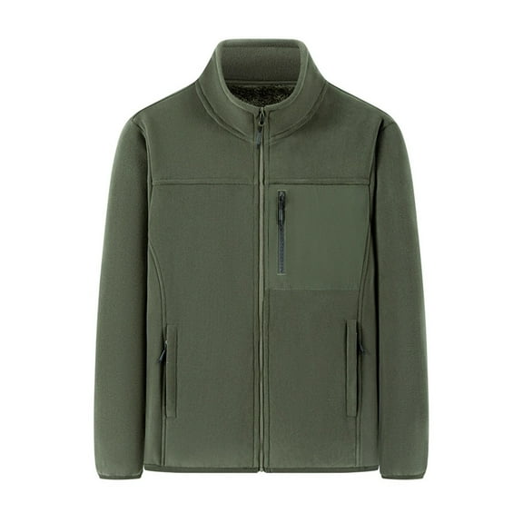 Lmnyox Men's Zip Up Jacket Fleece Lined Long Sleeve Stand Collar Jacket Outerwear Thick Thermal Jacket with Zip Pocket