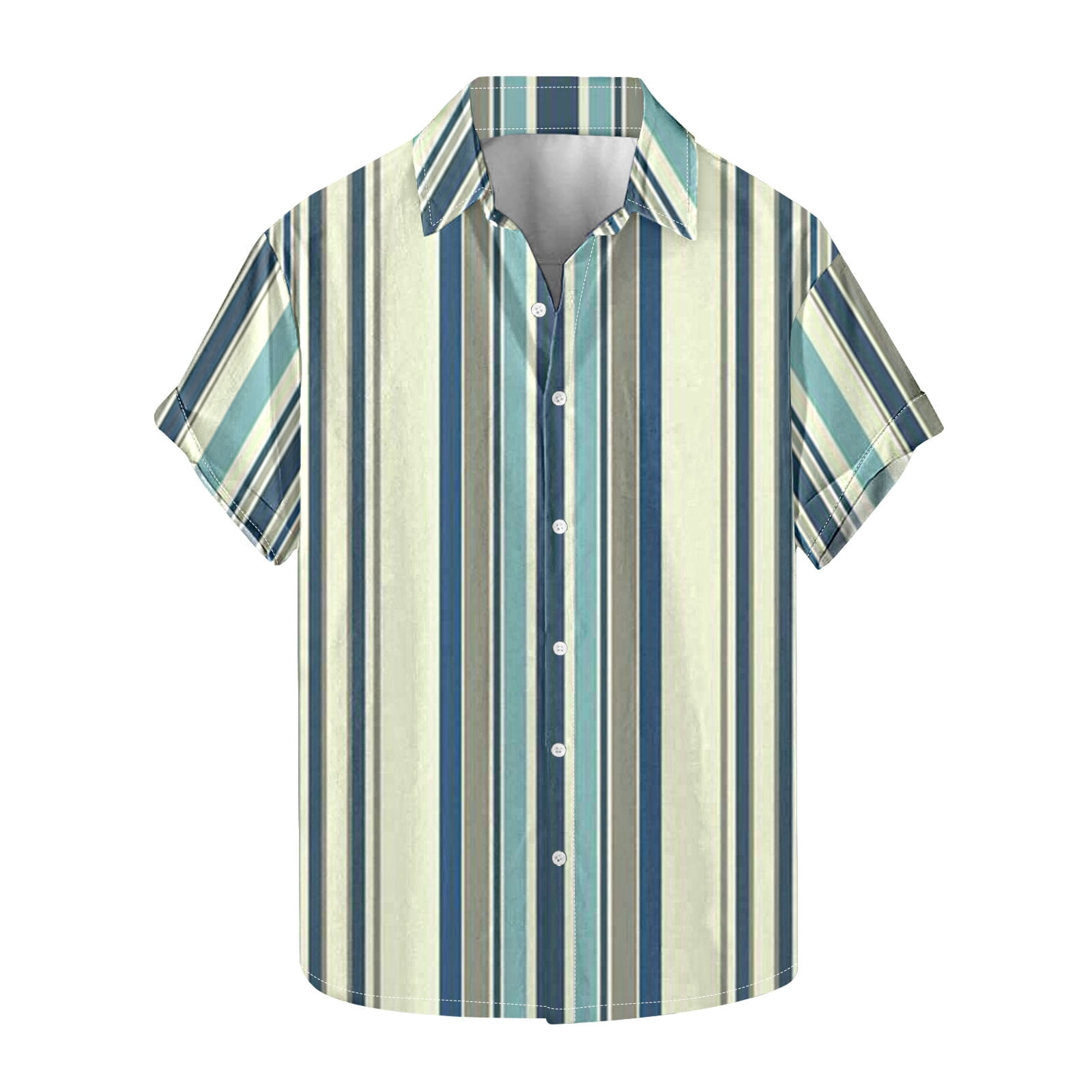 Lmnyox Mens Button Down Shirt Short Sleeve Collared Striped Shirt