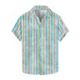 thumbnail image 1 of Lmnyox Mens Button Down Shirt Short Sleeve Collared Striped Shirt Dressy Casual Summer Vacation Beach Shirts, 1 of 5