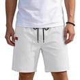 thumbnail image 1 of Lmnyox Mens Casual Shorts Loose Plain Elastic Waist Cotton Linen Shorts Vintage Summer Beach Shorts with Pocket, 1 of 6