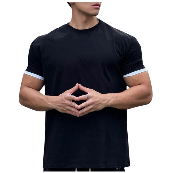 Lmnyox Mens Cotton T Shirt Solid Color Short Sleeve Crew Neck Casual Tee Summer Fashion Casual Basic Pullover Tee