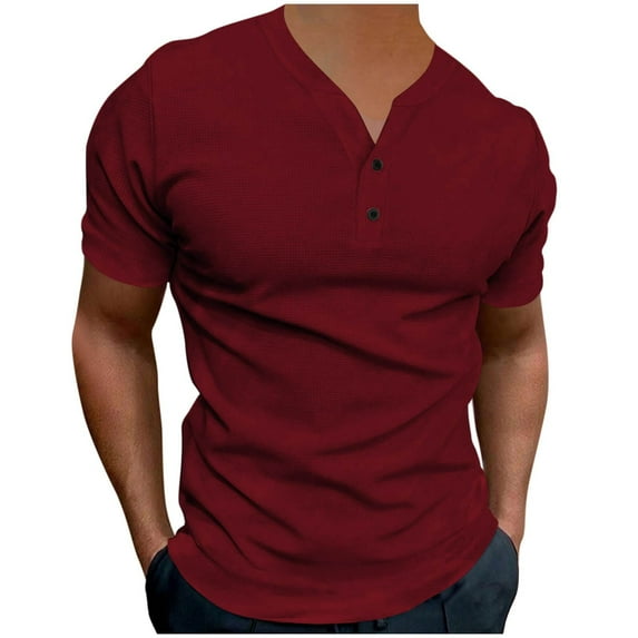 Lmnyox Mens Short Sleeve Sport T Shirt Solid Color V Neck Button Shirts Summer Gym Workout Athletic Tee Shirt