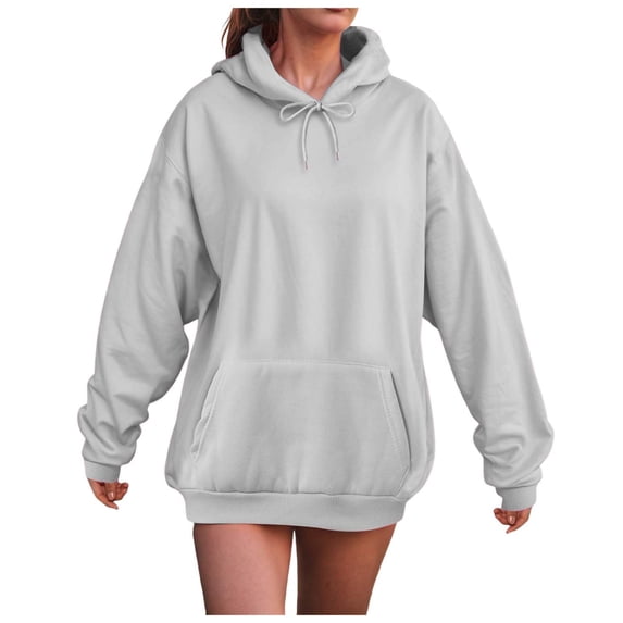 Lmnyox Oversized Hoodies Women's Classic Solid Long Sleeve Drawstring Sweatshirts Pullover with Pocket