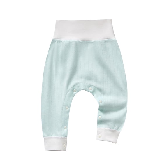 Lmnyox Pants for Baby Infants Comfy Casual Soft Button High Waist Pants Classic Solid Color Cuffed Pants