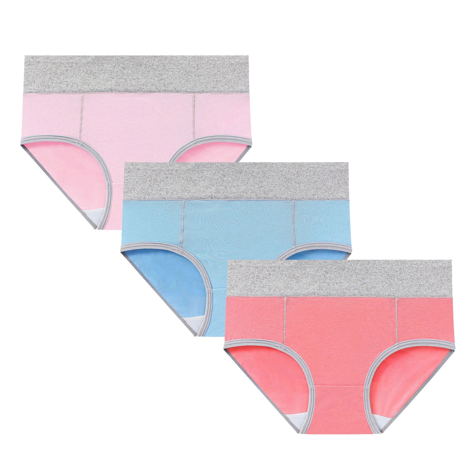 5 Pieces Women Casual Pure Color High Waist Underwear