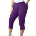 thumbnail image 1 of Lmnyox Plus Size Yoga Capris for Women Elastic Waist Casual Athletic Joggers Slim Stretchy Sport Capri Pants, 1 of 7