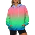 thumbnail image 1 of Lmnyox Print Hoodies for Women Fashion Long Sleeve Hooded Sweatshirts Loose Casual Pullover Tops with Pocket Fall Clothes, 1 of 1