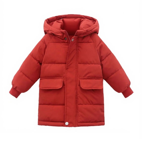 Lmnyox Puffer Jackets for Children Causal Winter Warm Full Zipper Coats Classic Hooded Outerwears with Pockets
