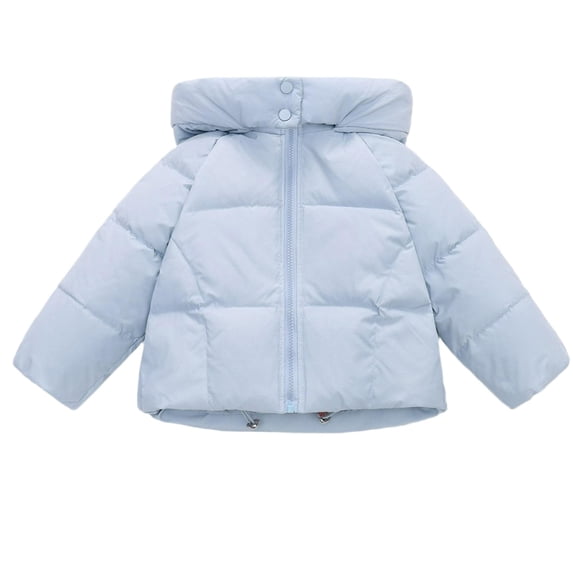 Lmnyox Puffer Jackets for Kids Thermal Plain Full Zip Hooded Puffy Coats Casual Long Sleeve Outdoor Jackets