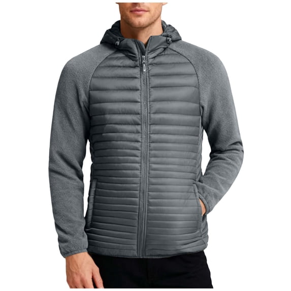 Lmnyox Puffer Jackets for Men Long Sleeve Detachable Hood Coats Winter Warm Zipper Up Outerwears with Pockets