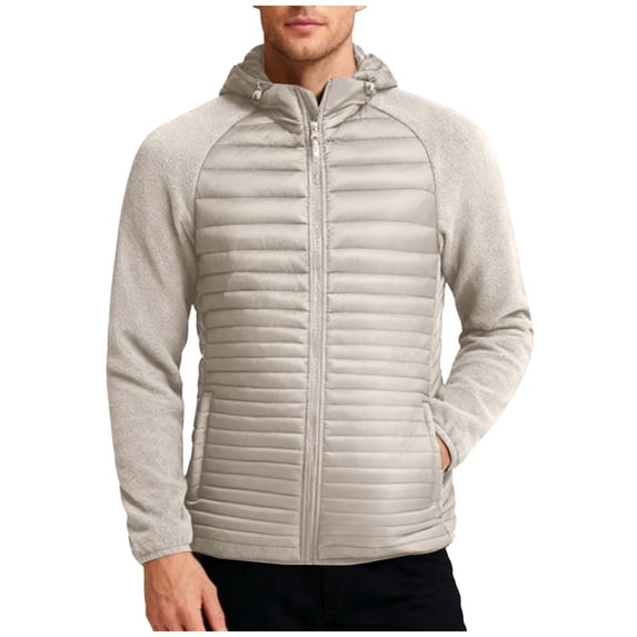 Lmnyox Puffer Jackets for Men Long Sleeve Detachable Hood Coats Winter Warm Zipper Up Outerwears with Pockets