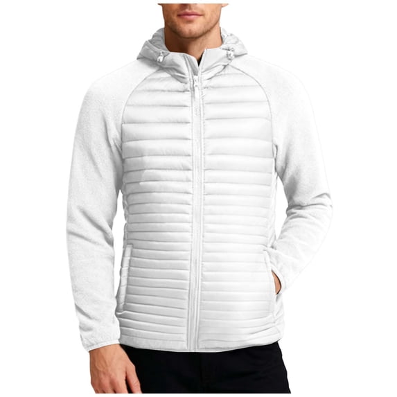 Lmnyox Puffer Jackets for Men Long Sleeve Detachable Hood Coats Winter Warm Zipper Up Outerwears with Pockets
