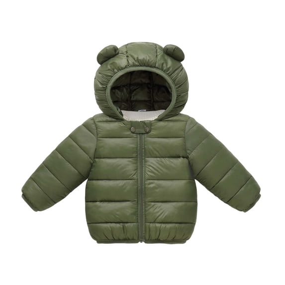 Lmnyox Puffer Jackets for Toddlers Warm Cute Plain Long Sleeve Hooded Coats Casual Full Zip Puffy Jackets