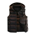 thumbnail image 1 of Lmnyox Puffer Vest for Men Solid Thick Sleeveless Zip Up Vest Outerwear Winter Thermal Hooded Vest with Zip Pocket, 1 of 9