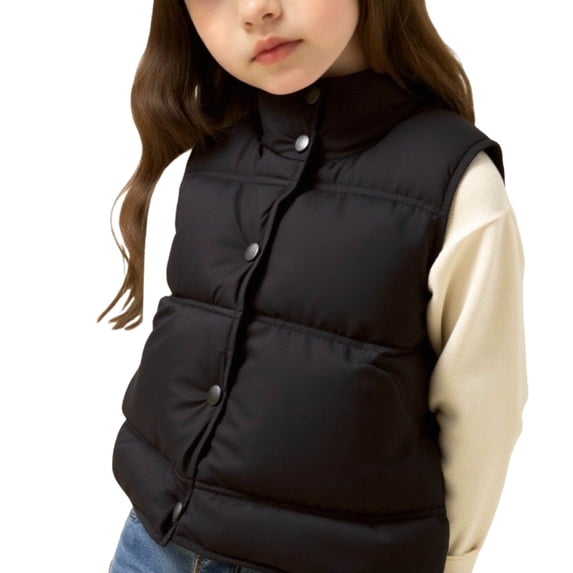Lmnyox Puffer Vests for Toddler Kids Button Down Stand Collar Sleeveless Jackets Fall Winter Warm Coats