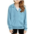 thumbnail image 1 of Lmnyox Quarter Zipper Sweatshirts for Girls Long Sleeve Cotton Hoodies Fall Winter Fashion Pocket Pullover Tops, 1 of 2