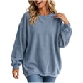 thumbnail image 1 of Lmnyox Ribbed Sweatshirts for Women Loose Crew Neck Oversized Pullover Fashion Casual Sweatshirts, 1 of 7