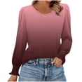 thumbnail image 1 of Lmnyox Ruffle Long Sleeve Shirt for Women Trendy Crew Neck Print Tunic Tops Fashion Casual Blouses Outfits, 1 of 6