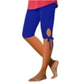 thumbnail image 1 of Lmnyox Short Leggings for Women Solid Color Yoga Short Pants Lightweigh Stretch Knee Length Leggings, 1 of 5