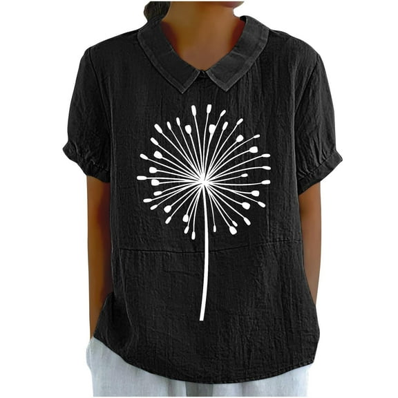Lmnyox Short Sleeve Shirt for Women Summer Oversized Print Crew Neck Collar Blouse Loose Casual Trendy Tops