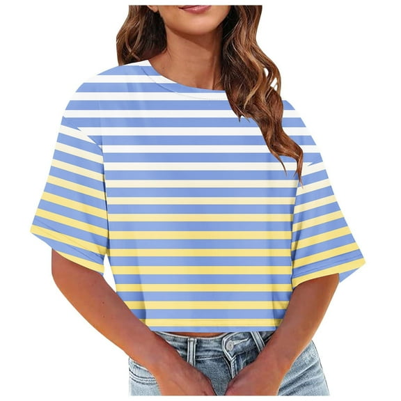 Lmnyox Short Sleeve T Shirt for Women Loose Casual Round Neck Shirts Summer Fashion Blouse Tops