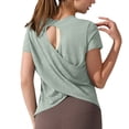 thumbnail image 1 of Lmnyox Short Sleeve Workout Shirts Womens Breathable Lightweight Crew Neck Open Back Yoga Tops Quick Dry Sport Tee, 1 of 8