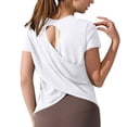 thumbnail image 1 of Lmnyox Short Sleeve Workout Shirts Womens Breathable Lightweight Crew Neck Open Back Yoga Tops Quick Dry Sport Tee, 1 of 8