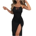 thumbnail image 1 of Lmnyox Sleeveless Cocktail Dress for Women Summer Wide Strap Long Dress Fashion Bodycon Party Club Dress, 1 of 6