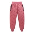 thumbnail image 1 of Lmnyox Snow Pants for Toddler Kids Plain Fleece Lined Puffer Down Pants Winter Warm Pants with Pockets, 1 of 3