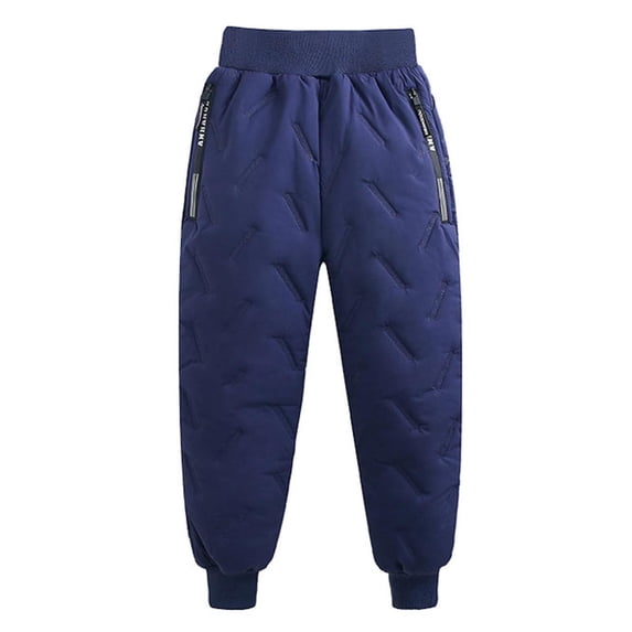 Lmnyox Snow Pants for Toddler Kids Plain Fleece Lined Puffer Down Pants Winter Warm Pants with Pockets