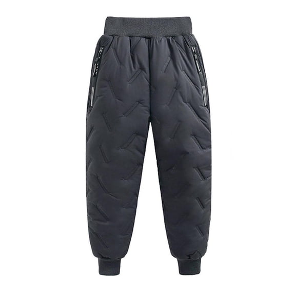 Lmnyox Snow Pants for Toddler Kids Plain Fleece Lined Puffer Down Pants Winter Warm Pants with Pockets