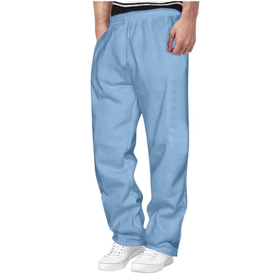 Lmnyox Solid Sweatpants for Men Casual Straight Leg Sport Trousers Elastic Waist Drawstring Athletic Pants with Pocket
