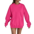 thumbnail image 1 of Lmnyox Solid Sweatshirts for Women Casual Oversized Long Sleeve Crew Neck Pullover Shirts with Pocket, 1 of 4